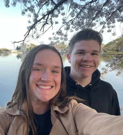 Caleb and Emma's first cherry blossom outing at the Tidal Basin